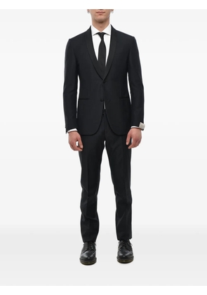 Corneliani satin-lapel virgin-wool suit - Black