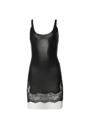 The Attico lace-trimmed leather dress - Black