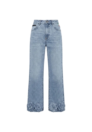 Philipp Plein strass-embellished floral-appliqué - Blue