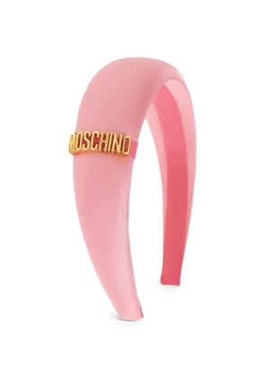 Moschino logo-plaque padded headband - Pink