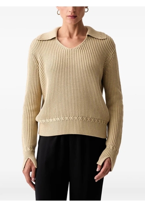 Armani Exchange ribbed-knit spread-collar sweater - Neutrals