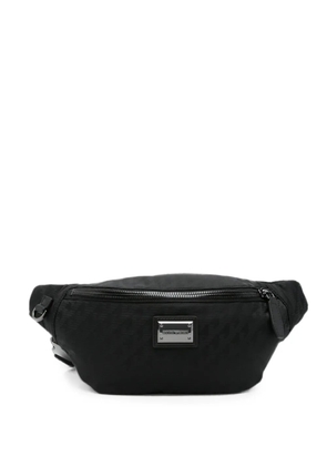 Emporio Armani monogram-pattern logo-plaque belt bag - Black