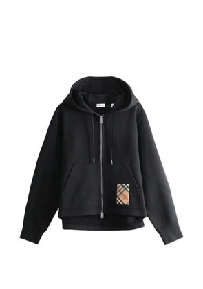 Burberry check-label cotton zip hoodie - Black