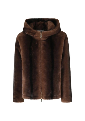 ERMANNO FIRENZE faux-fur hooded jacket - Brown
