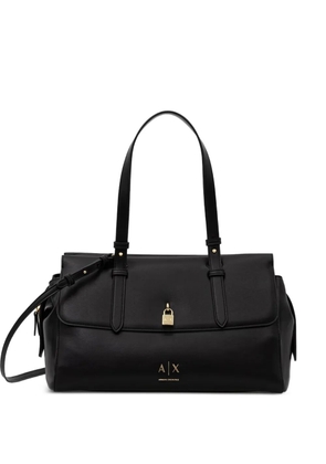 Armani Exchange logo-print padlock-detail tote bag - Black
