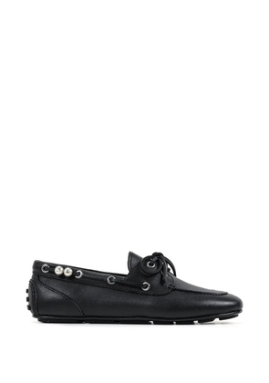 Karl Lagerfeld pearl-embellished lace-up loafers - Black