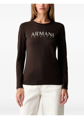 Armani Exchange logo-print long-sleeved T-shirt - Brown
