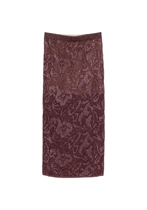 LIU JO floral-jacquard metallic-thread midi skirts - Purple