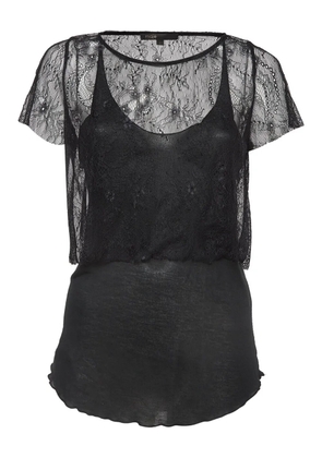 Maje pre-owned lace-overlay top - Black