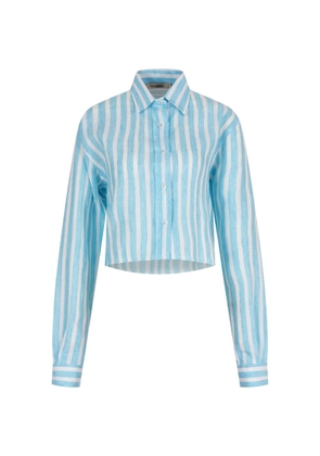 PARAMIDONNA Ida striped linen shirt - Blue