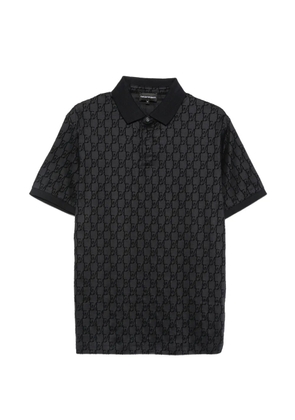 Emporio Armani logo-monogram short-sleeve polo shirt - Black