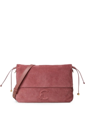 Coccinelle small Lidia logo-embossed suede clutch bag - Pink