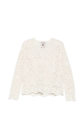Semicouture lace-knit V-neck knit - Neutrals