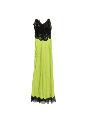 Self-Portrait lace-panelled satin maxi dress - Green