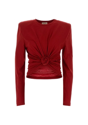 Magda Butrym rosette-detail padded-shoulder blouse - Red
