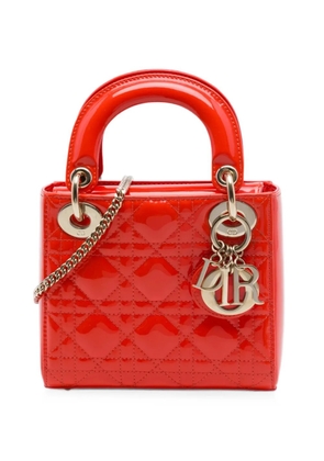Christian Dior Pre-Owned 2021 Mini Patent Cannage Lady Dior satchel - Orange