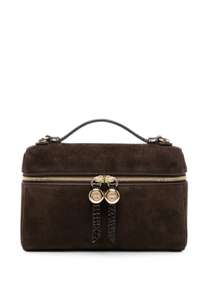 Tory Burch Romy logo-plaque suede tote bag - Brown