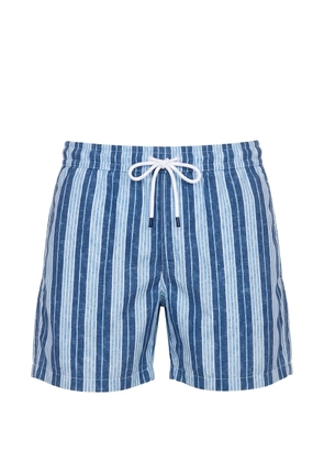 Fedeli striped-print drawstring swim shorts - Blue