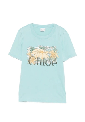 Chloé flower-print T-shirt - Blue