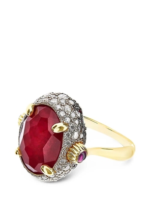 NANIS Reverse diamond and ruby ring - Gold