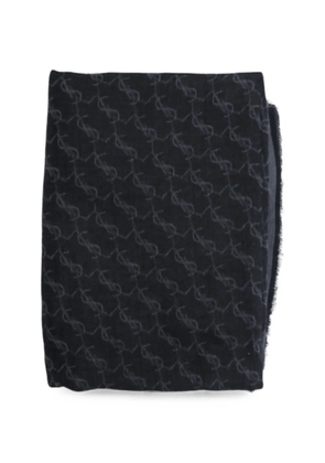 Saint Laurent Cassandre scarf in cashmere and silk jacquard - Black