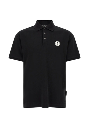 Palm Angels logo-patch polo shirt - Black