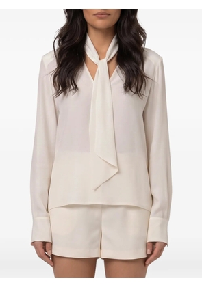 Federica Tosi tie-neck V-neck shirt - Neutrals