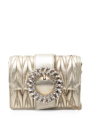 Miu Miu Pre-Owned 2010-2026 Mini Matelasse Metallic Nappa Crystal Embellished crossbody bag - Gold