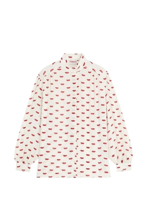 Fiorucci Lips-print puff-sleeve blouse - White