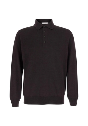 Kangra button-fastening long-sleeve polo shirt - Brown