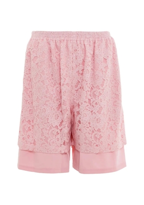 pushBUTTON lace-overlay layered shorts - Pink