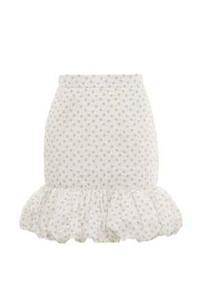 pushBUTTON floral-print bubble-hem skirt - White