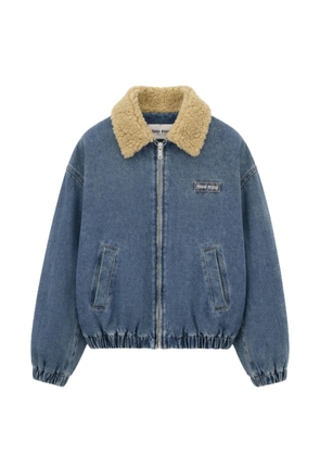 Miu Miu shearling-collar denim jacket - Blue