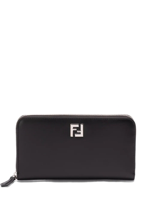 FENDI logo-plaque zip-around wallet - Black
