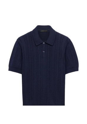 Prada short-sleeved openwork cotton polo shirt - Blue