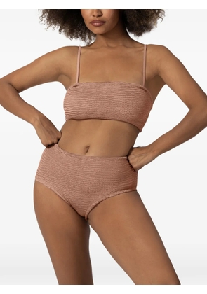 PARAMIDONNA Marie smocked bikini - Neutrals
