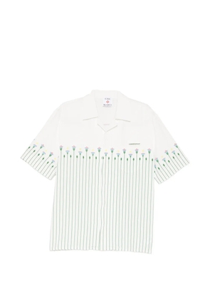 Casablanca floral-stripe short-sleeve shirt - White