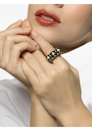 David Webb diamond and enamel small wave studlette ring - Gold