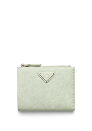 Prada triangle-logo leather wallet - Green