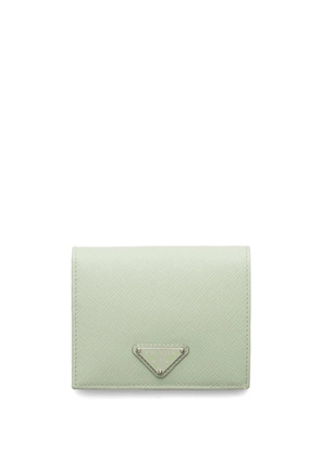 Prada triangle-logo leather wallet - Green