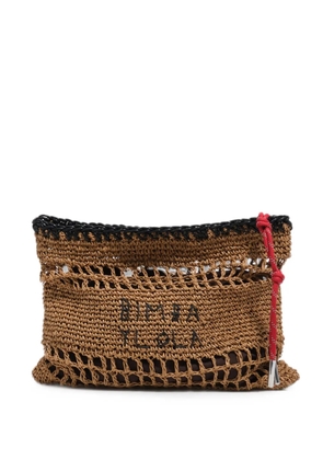 BIMBA Y LOLA medium dark natural raffia-effect handbag - Neutrals