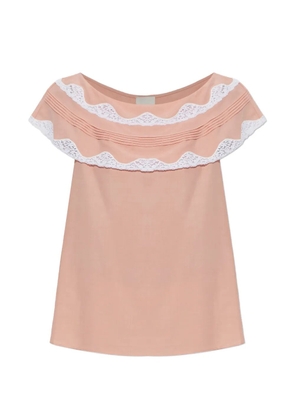 Posse Tabitha lace-trimmed pleated blouse - Pink