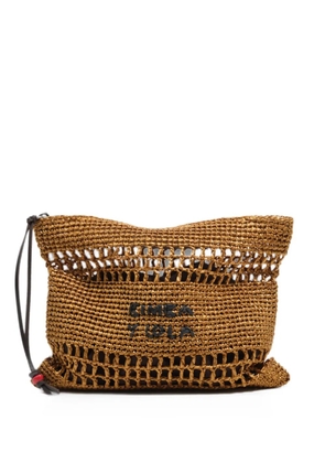 BIMBA Y LOLA medium gold raffia-effect handbag