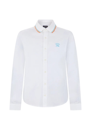 Paul & Shark logo-embroidered long-sleeve shirt - White
