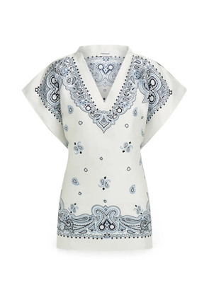 Ferragamo Arabesque print poncho - White