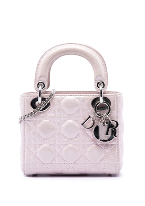 Christian Dior Pre-Owned 2015 Mini Iridescent Lambskin Cannage Lady Dior satchel - Pink