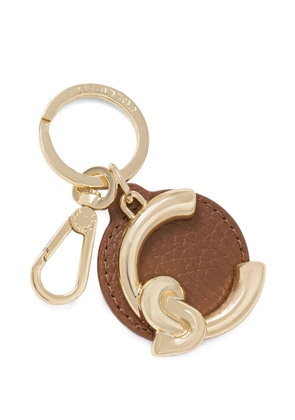 Coccinelle C-Me logo-plaque pebbled keyring - Gold