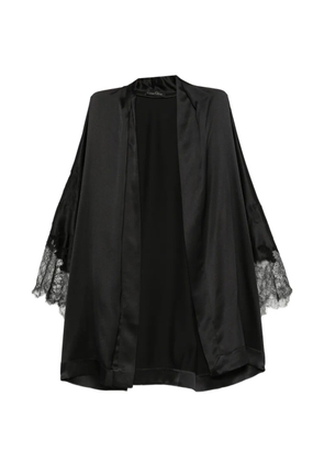 Carine Gilson lace-trim silk kimono - Black