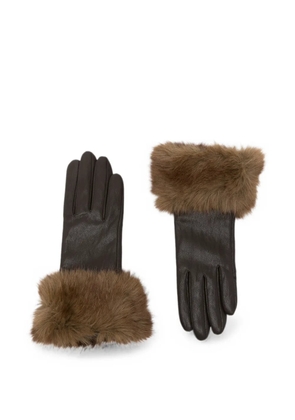Apparis faux-fur trim gloves - Brown