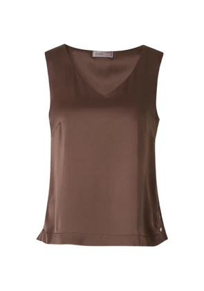 Herno satin-finish V-neck blouse - Brown